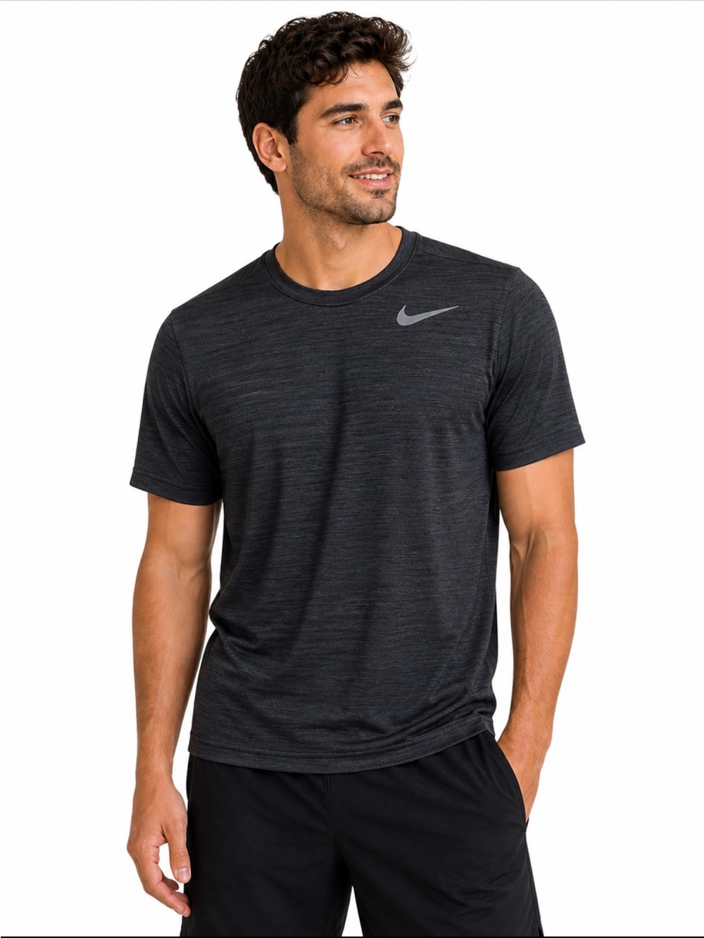 Nike Men’s Dri-FIT Charcoal Gray Performance Tee – Size Small